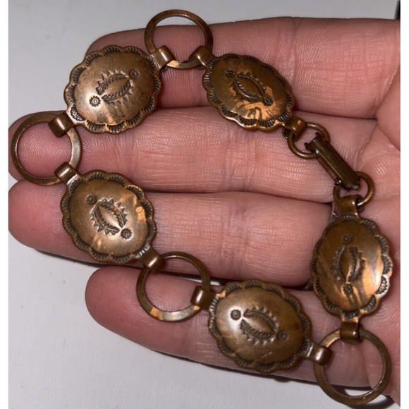 Vintage 60's Copper Concho‎ Link Bracelet - Picture 1 of 4